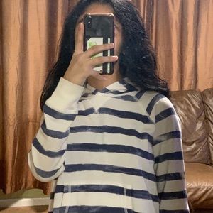 blue and white hoodie